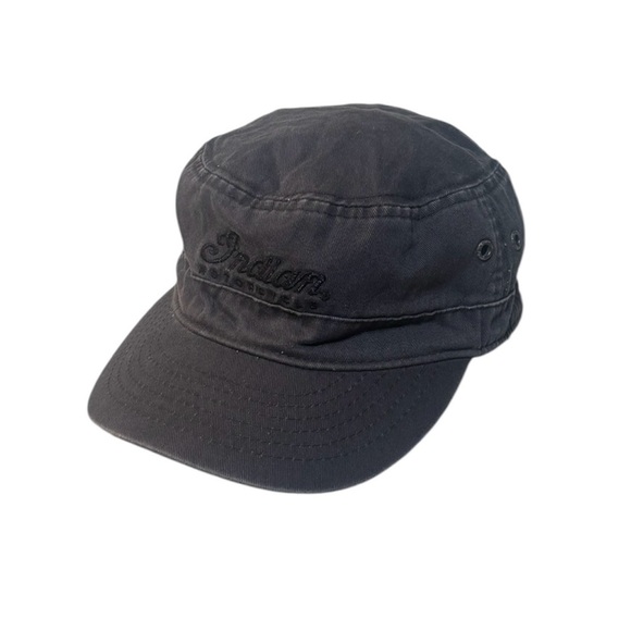 Vintage 90’s Indian Motorcycle Men's Black Strapback Cap Hat OSFA Dark Gray EUC - Picture 1 of 8